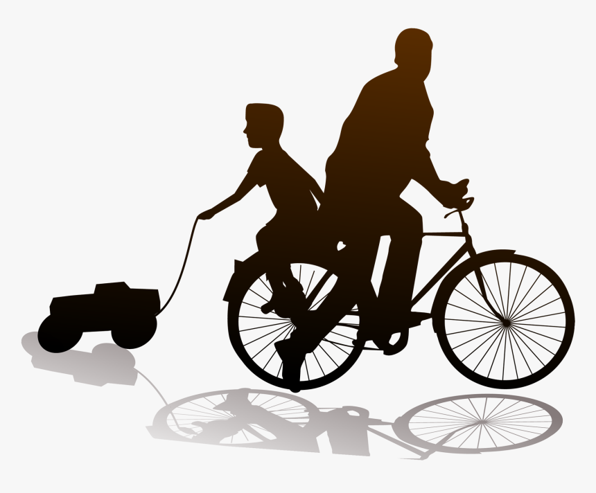 Fathers Son Mother Father And Riding A - Dad And Son Bicycle Tattoo, HD Png Download
