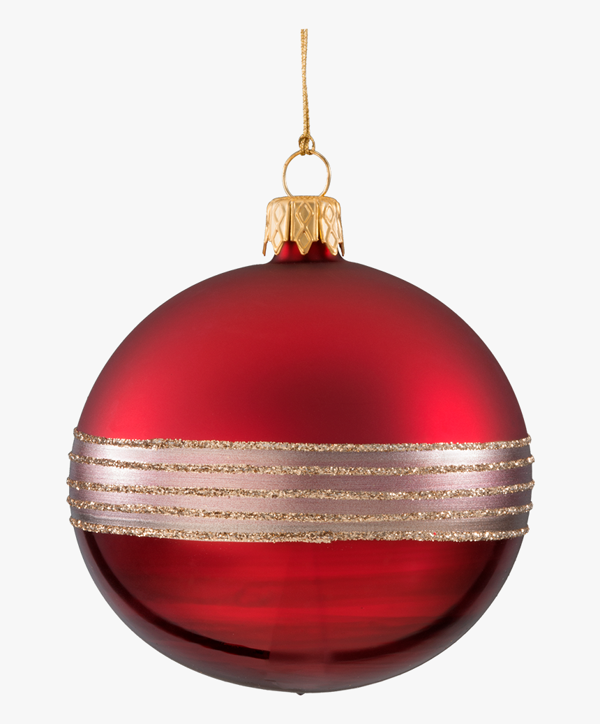 Glass Bauble Dark Red With Glitter Stripes, 8cm - Christmas Ornament, HD Png Download