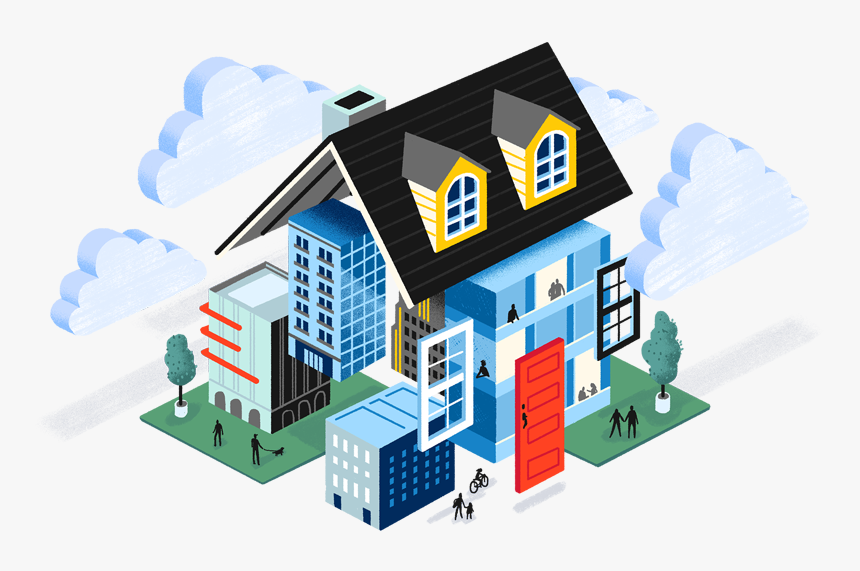 A Traditional House Unpacking Into Other Types Of Housing - Affordable Housing, HD Png Download