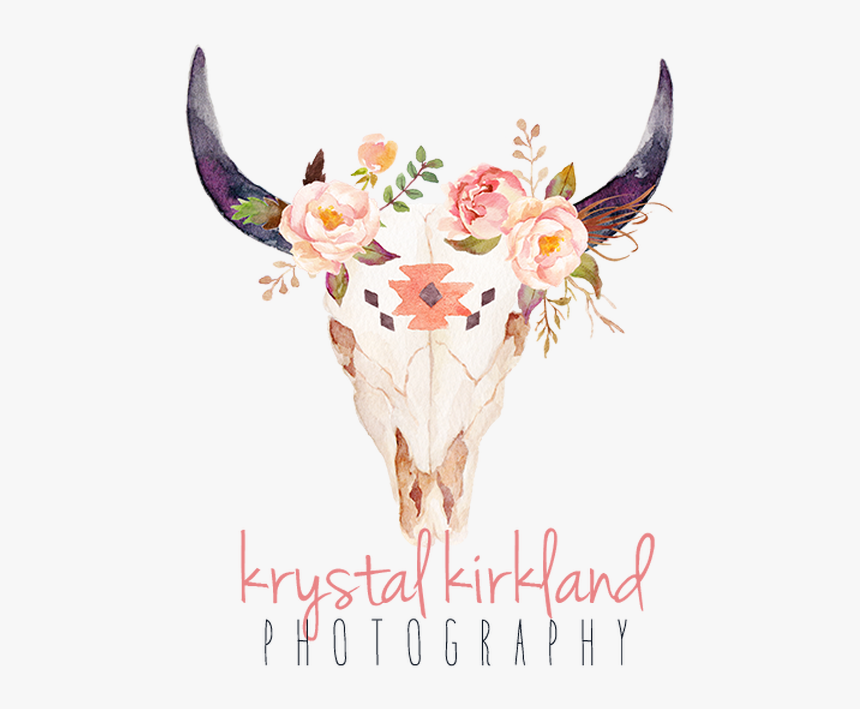 Bull Skull With Flowers Painting, HD Png Download