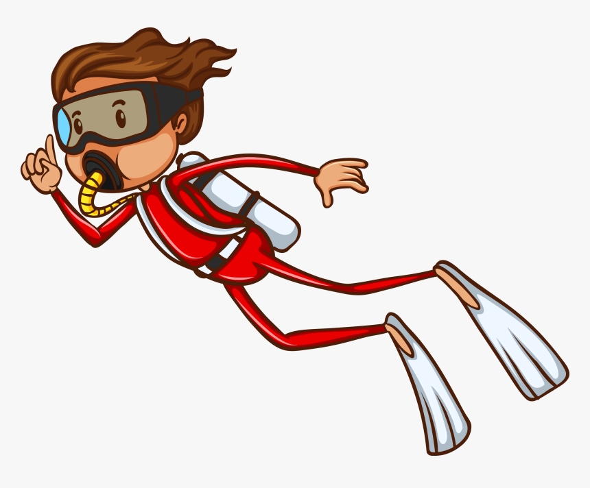 Scuba Clipart Underwate Diver - Underwater Diving Drawing, HD Png Download