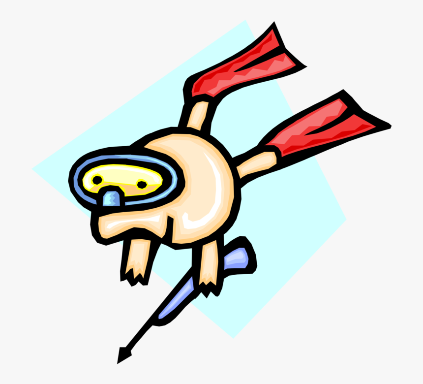 Vector Illustration Of Underwater Diver Snorkeling - Snorkeling Cartoon, HD Png Download