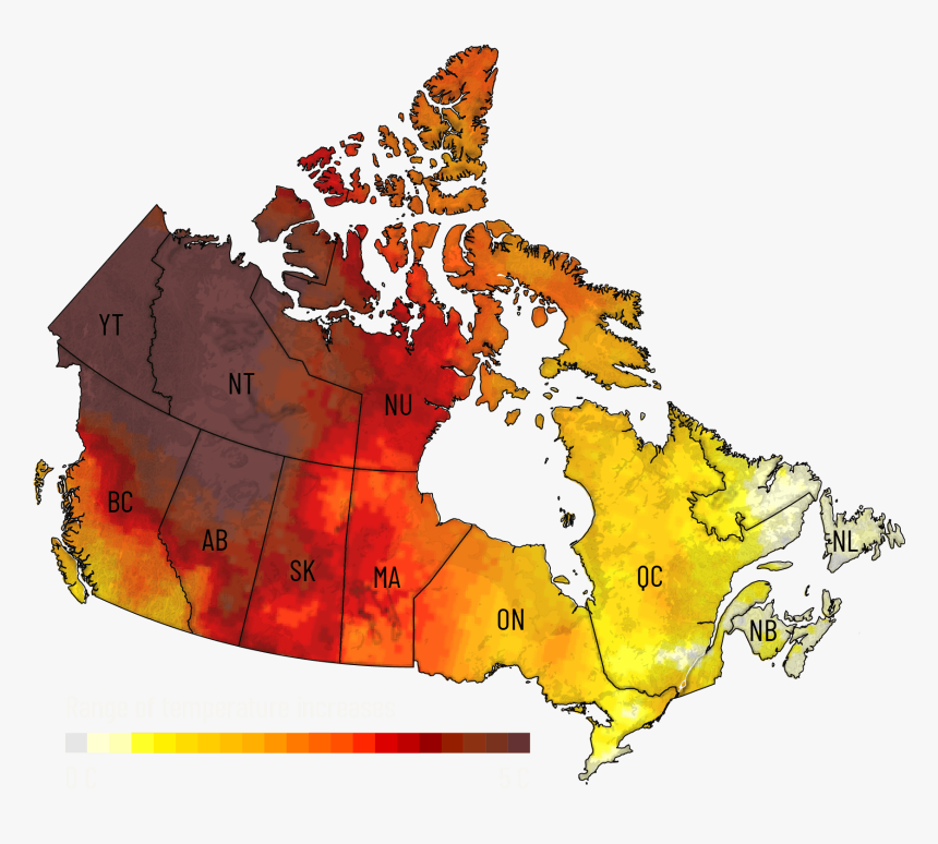 Map Showing The Increase In Mean Temperature Across - Happy Valley Goose Bay Map, HD Png Download