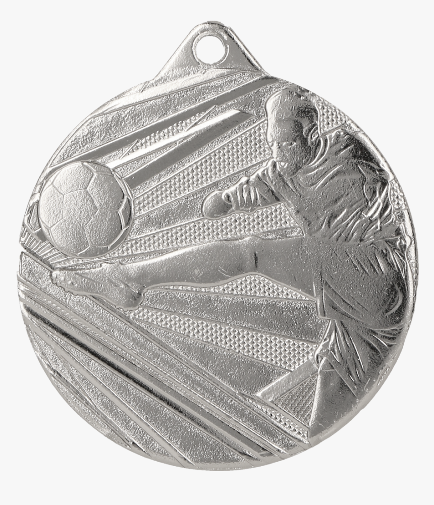 B/w 50mm Diameter Football Medal With Free Ribbon,gold,silver, HD Png Download