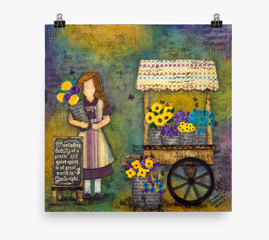 Girl Flower Cart Mockup Transparent Transparent, HD Png Download