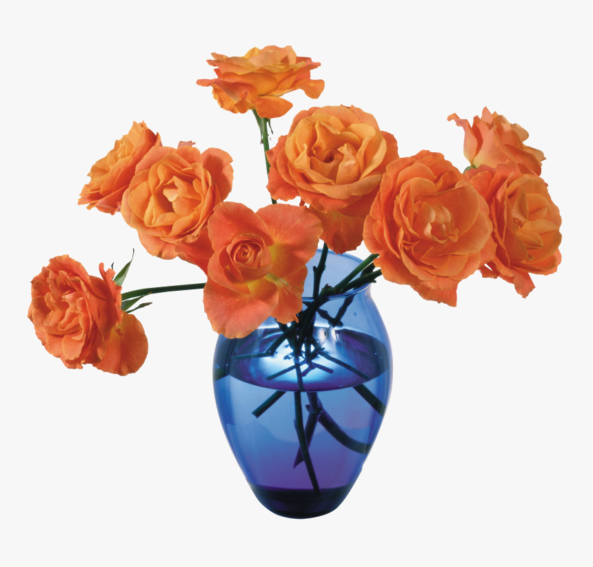 Vase Png - Red Orange Flowers In Vase, Transparent Png