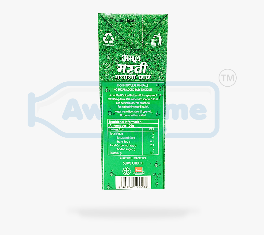 Awesome Dairy Amul Masti Spiced Buttermilk 1 Litre - Label, HD Png Download