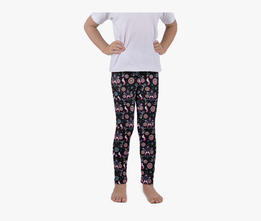 Bird Art Deco Black Kids Leggings - Mermaid Leggings Kids, HD Png Download