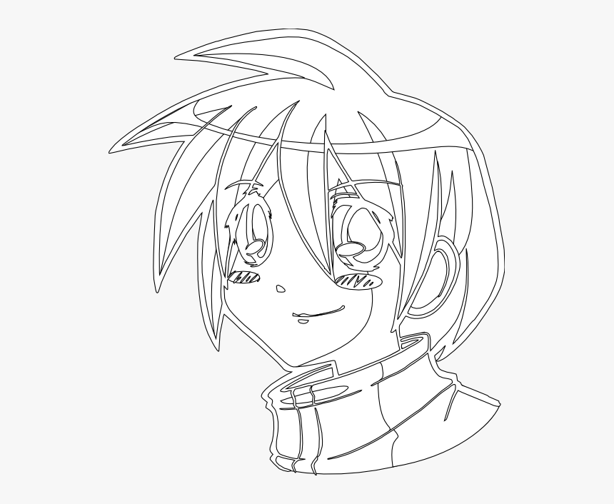 El Sato Manga Kid Head Black White Line Art 555px - Cartoon, HD Png Download