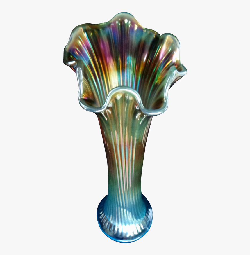 Northwood Fine Rib Sapphire Opal Vase - Northwood Carnival Glass Vase, HD Png Download
