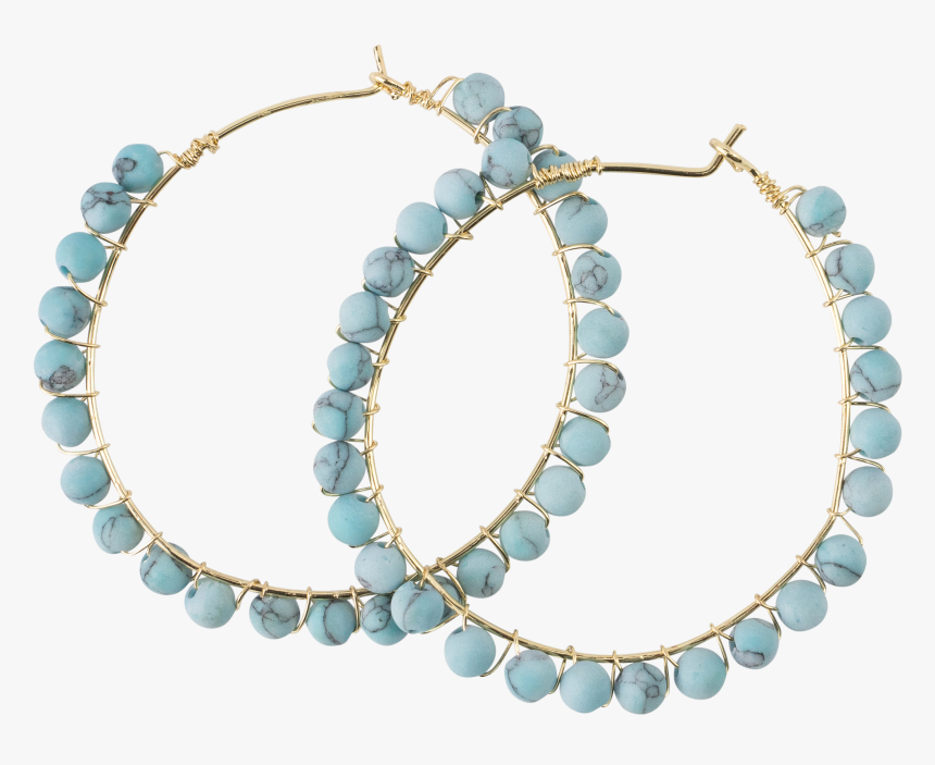 *turquoise Stone Hoop Earrings - Arabesco Perola Png, Transparent Png