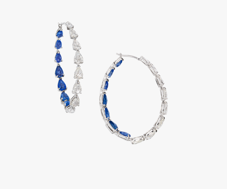 Blue Sapphire Hoop Earrings 3025847 Pes - Earrings, HD Png Download