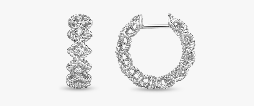 Roberto Coin Round Diamond Hoop Earring - Earrings, HD Png Download