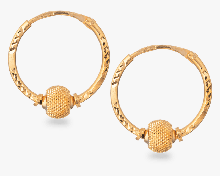 22ct Gold Hoop Earrings - Earrings, HD Png Download