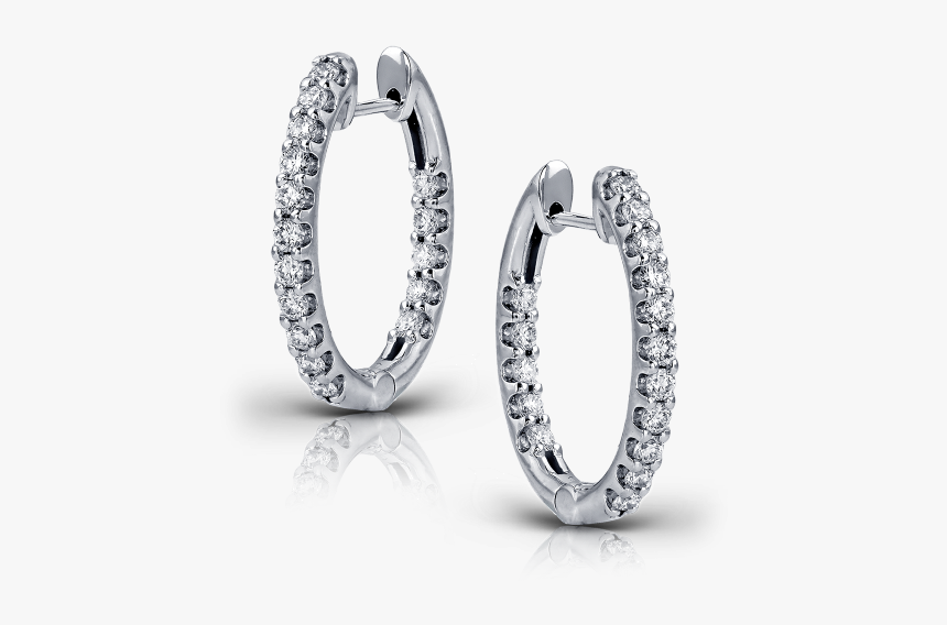 Zeghani Diamond Hoop Earrings - Earring, HD Png Download