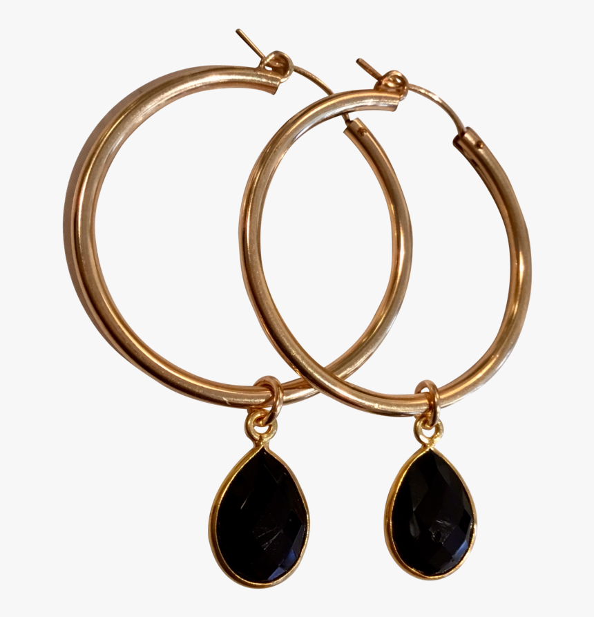 Black Onyx And Gold Hoop Earrings V - Bangle, HD Png Download