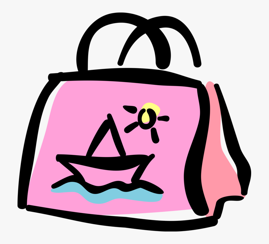Vector Illustration Of Beach Bag Tote Bag With Carry, HD Png Download