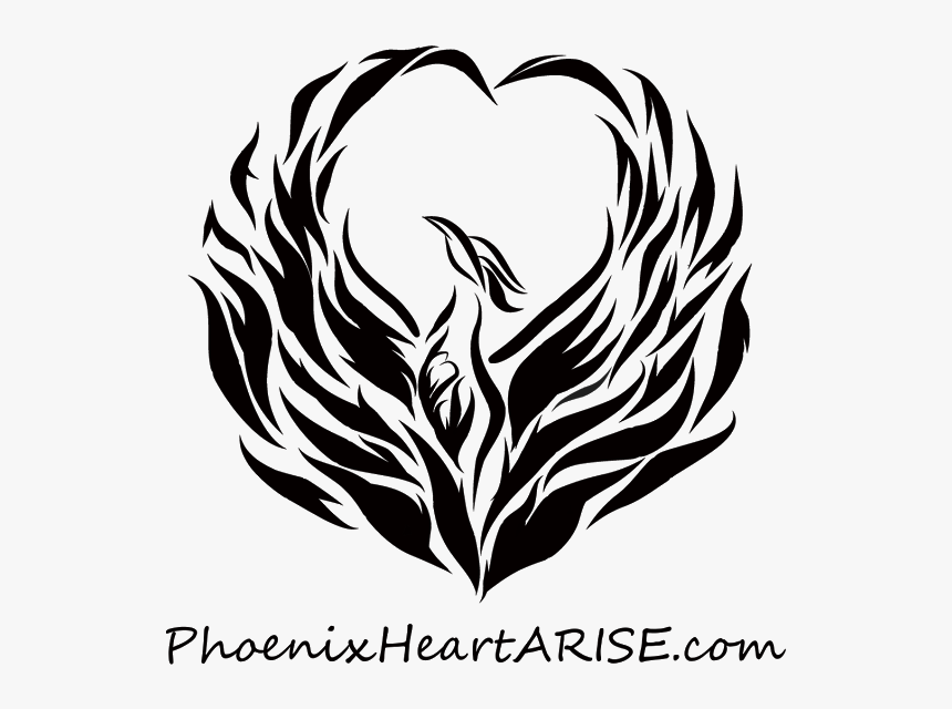 Logo Phoenix Heart In Heart 4×4 Image Transparent Background - Black And White Phoenix Bird, HD Png Download
