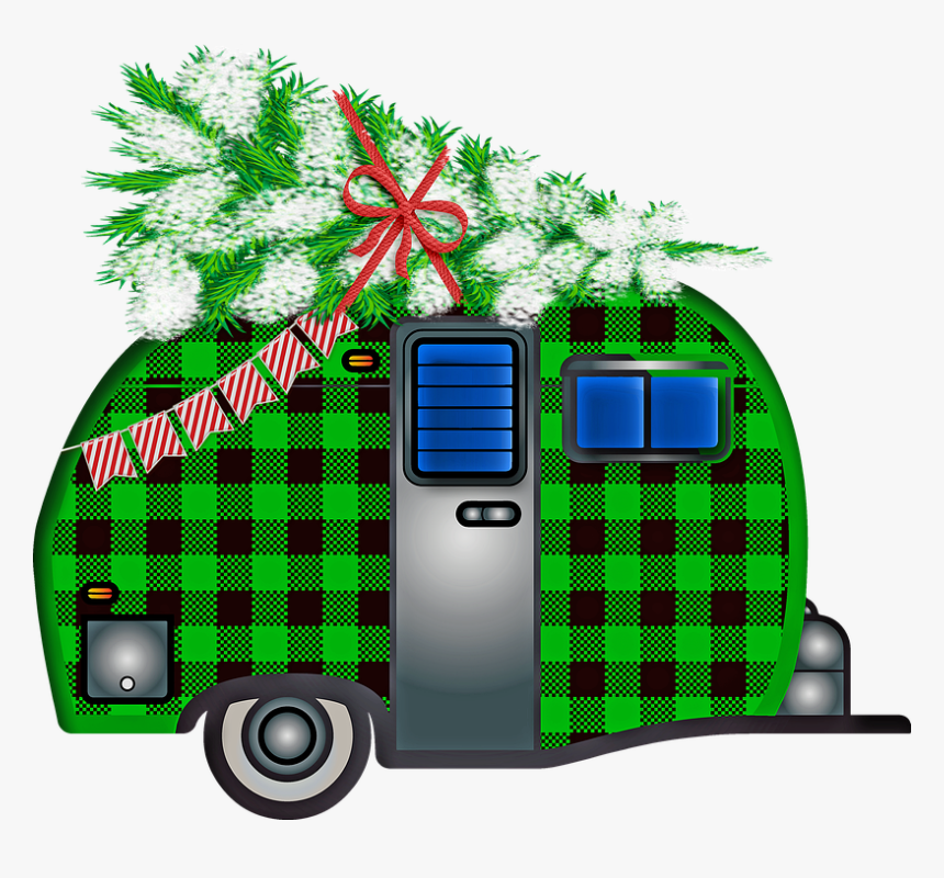 Christmas Trailer, Buffalo Plaid, Christmas Tree, HD Png Download