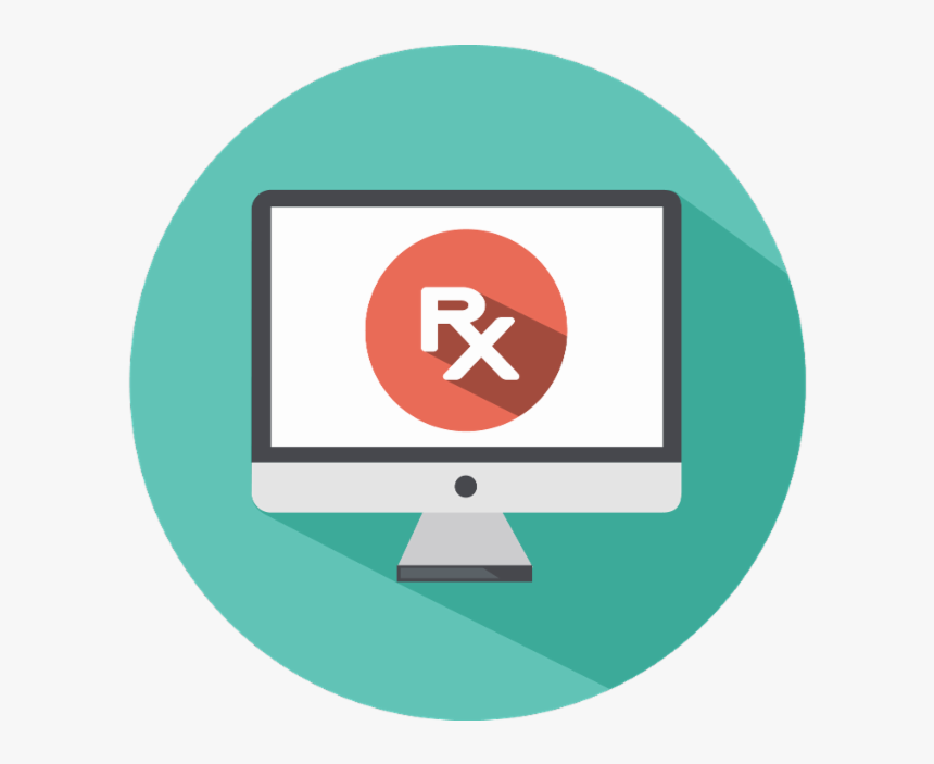 Computer With The Rx Symbol - Screen Icon, HD Png Download