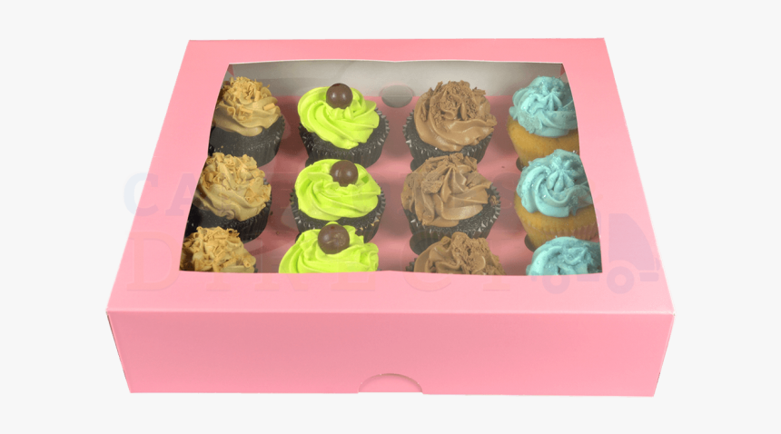 Premium 12 Pink Cupcake Window Box With 6cm Divider - Cupcake Pink Box Transparent, HD Png Download