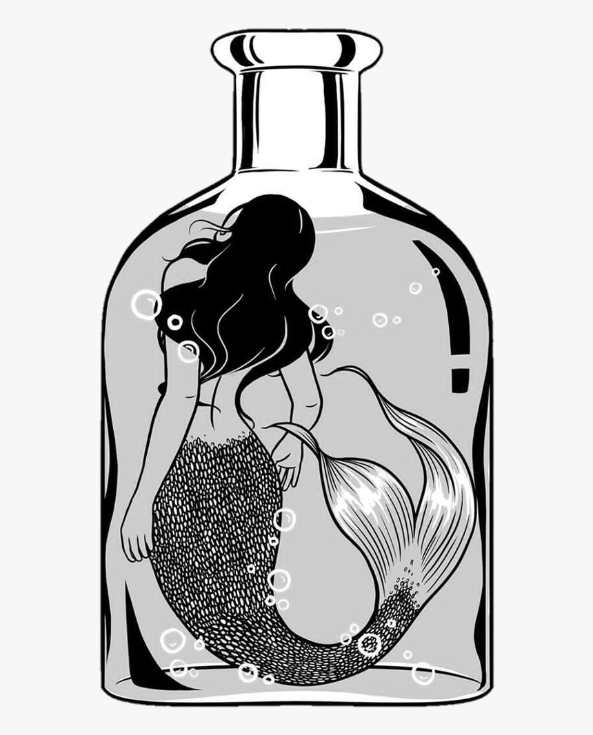 #mermaid #water #blackandwhite #bottle #tumblr - Henn Kim Mermaid, HD Png Download