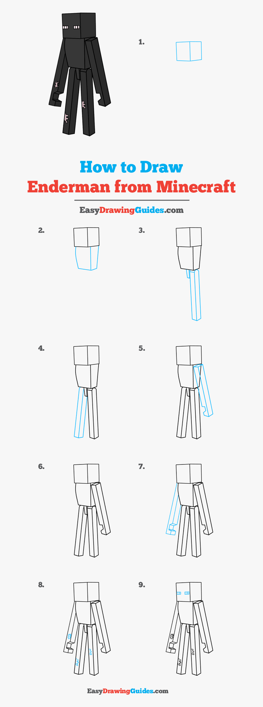 How To Draw Enderman From Minecraft - Minecraft Step By Step Drawing, HD Png Download