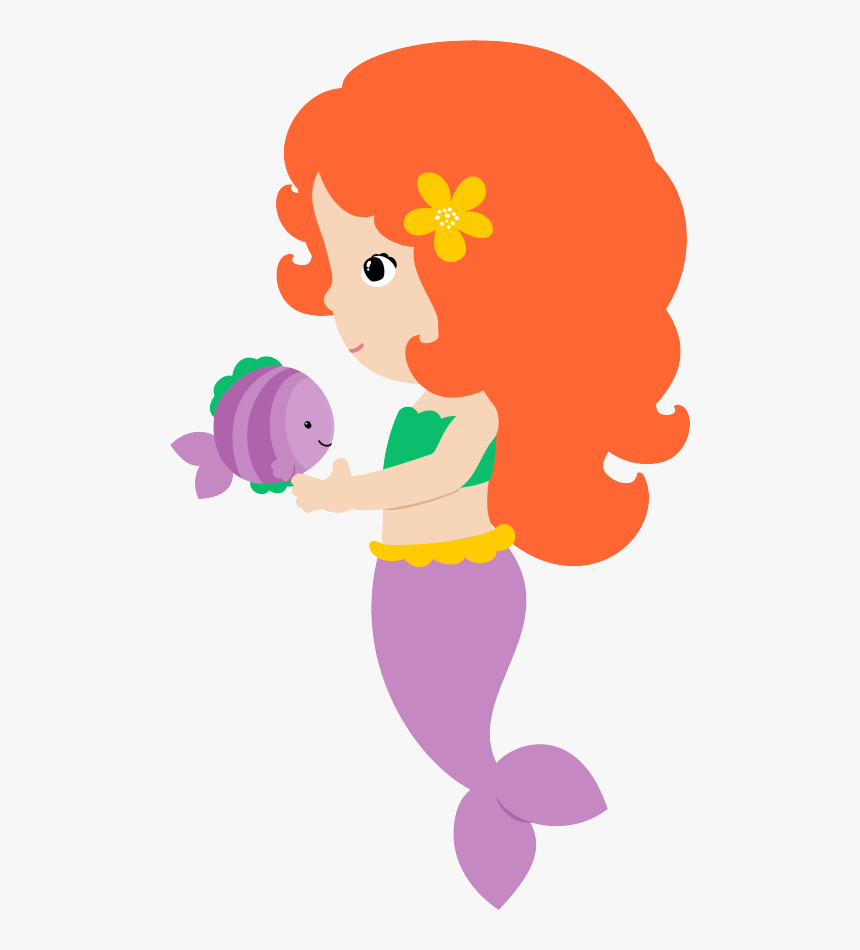 Seashells Clipart Little Mermaid - Simple Cute Mermaid Cartoon, HD Png Download