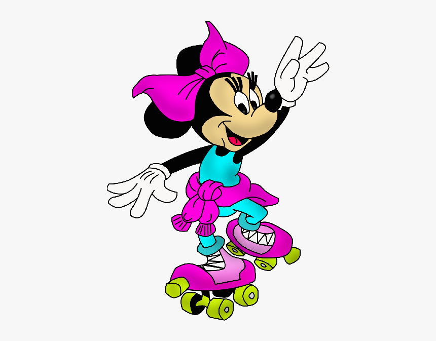 Mickey Clipart Animated - Minnie Mouse On Skates Png, Transparent Png