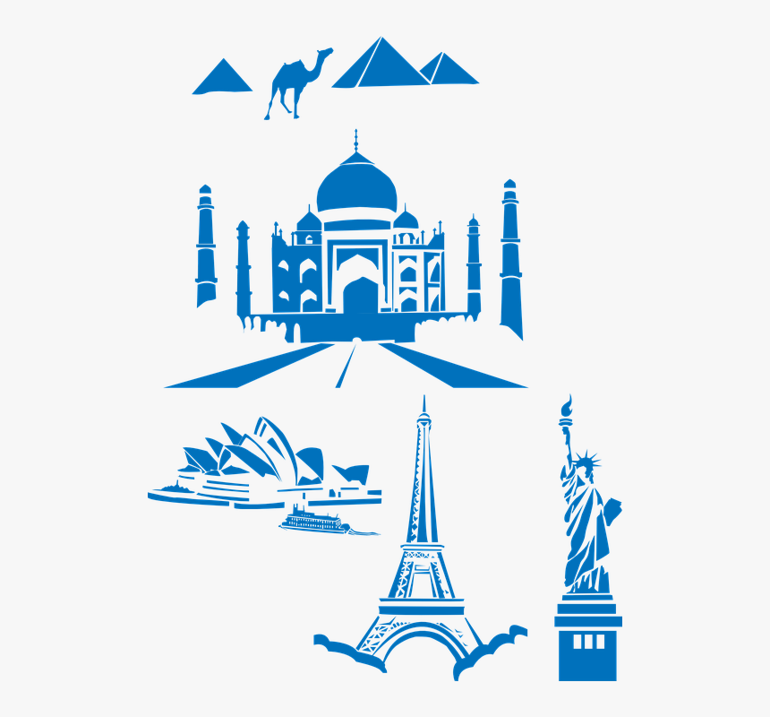 World, Landmarks, Taj Mahal, India, Eiffel, Tower - 7 Wonders Of The World Clipart, HD Png Download