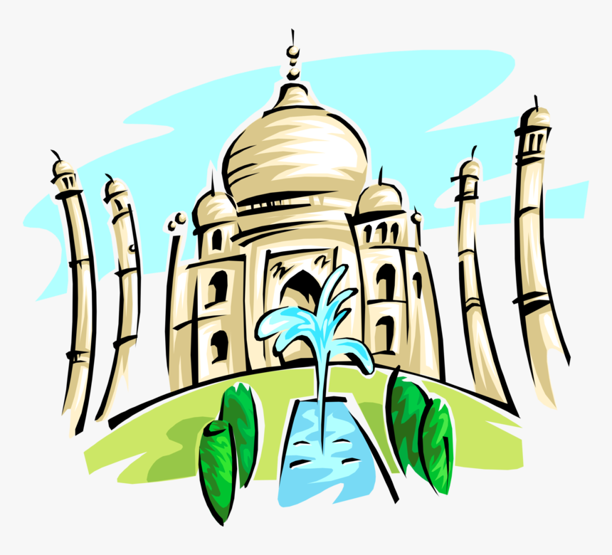 Vector Illustration Of Taj Mahal Marble Mausoleum On - Taj Mahal Clipart Png, Transparent Png