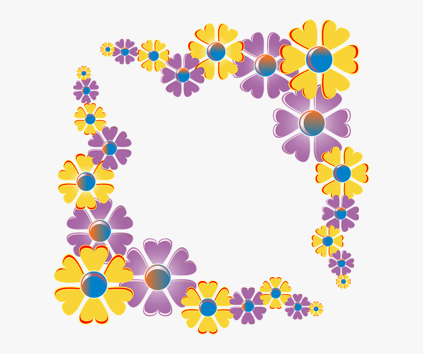 Floral, Flowers, Frame, Border, Colorful, Decoration - Frame Flower Border Design, HD Png Download
