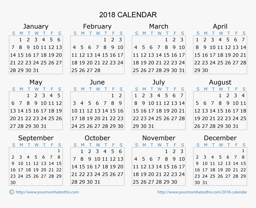 2018 Calendar Europe, HD Png Download