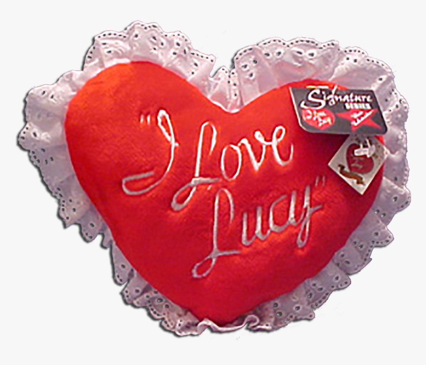 Front Of I Love Lucy Red Heart Pillow With Lace Trim - Heart, HD Png Download