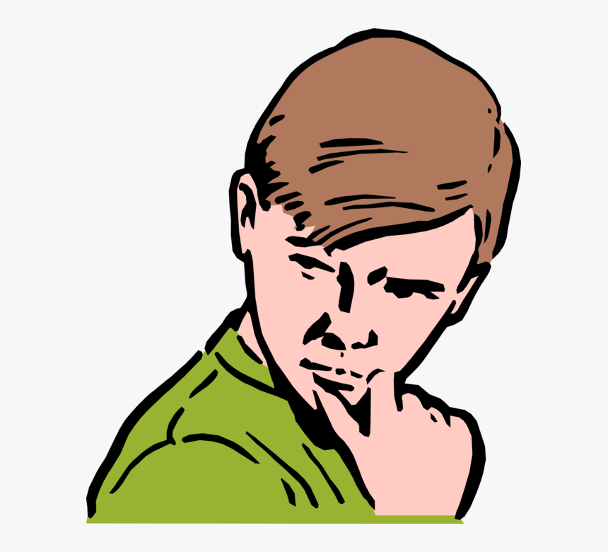 Jpg Download Chin Clipart Hand On - Boy Thinking Clip Art, HD Png Download