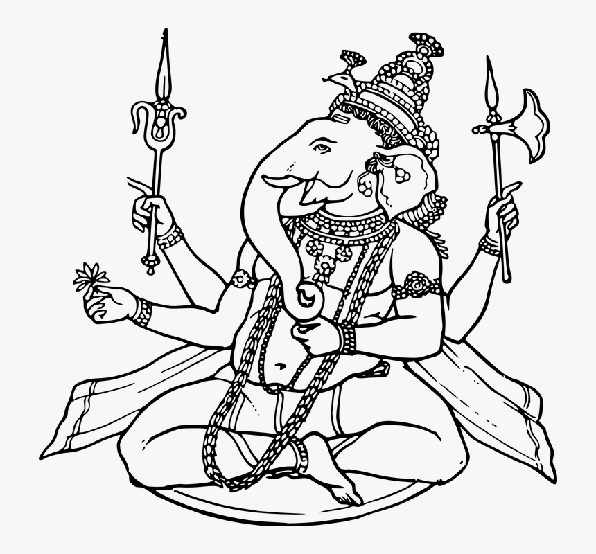 Ganesha, Sketch, Draw, God, Hindu, Indian, Religion - Page Maker Clip Art, HD Png Download