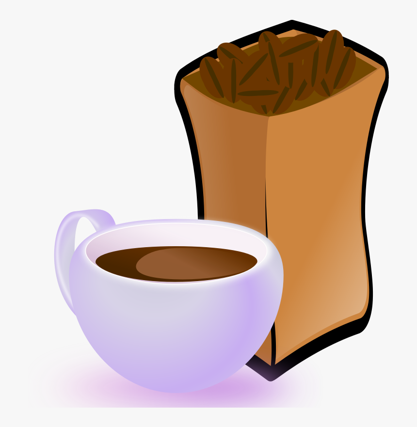 Cup Of Coffee With Sack Of Coffee Beans - Coffee Beans Clip Art, HD Png Download