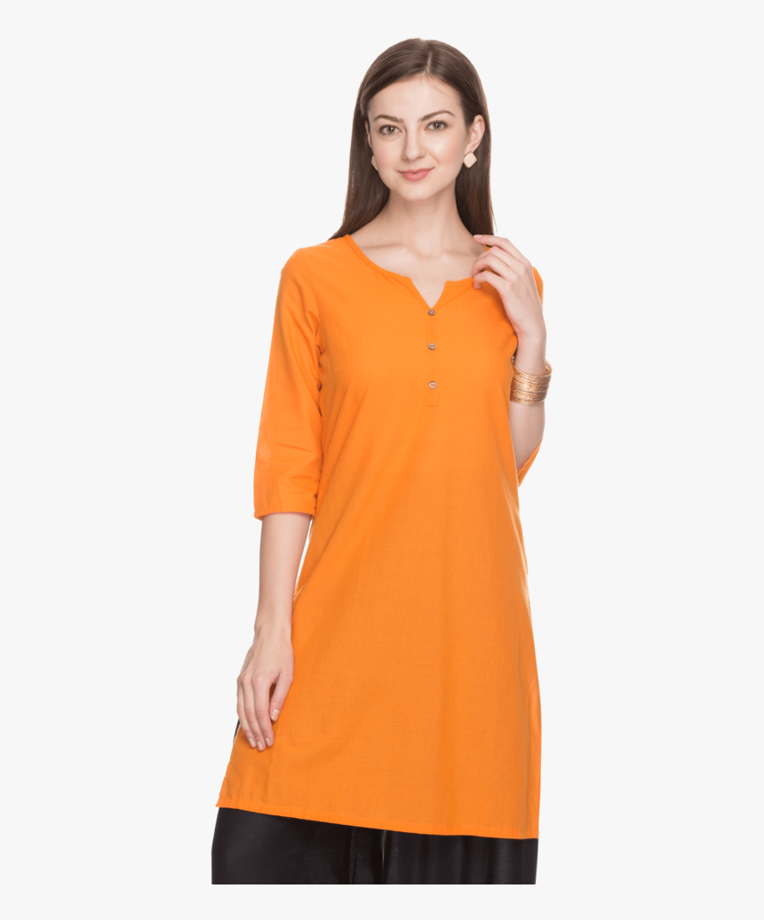 Women Slim Fit Solid Kurta - Girl, HD Png Download