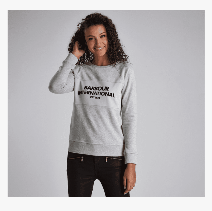 Womens Grey Barbour International Jumper, HD Png Download