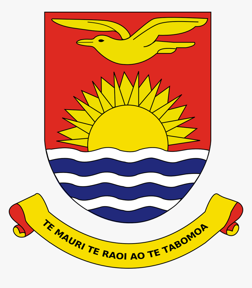 Water, Sun, Ribbon, Bird, Flying, Coat, Arms, Kiribati - Kiribati Coat Of Arms, HD Png Download