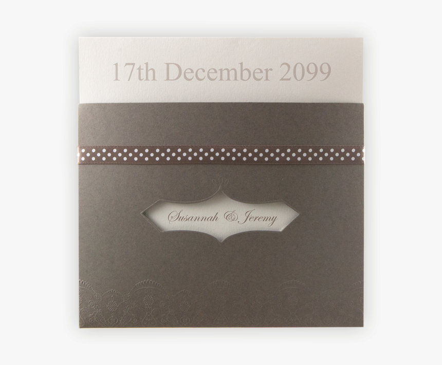Creative Wedding Invitation Taupe Pocket And Ribbon - Paper, HD Png Download