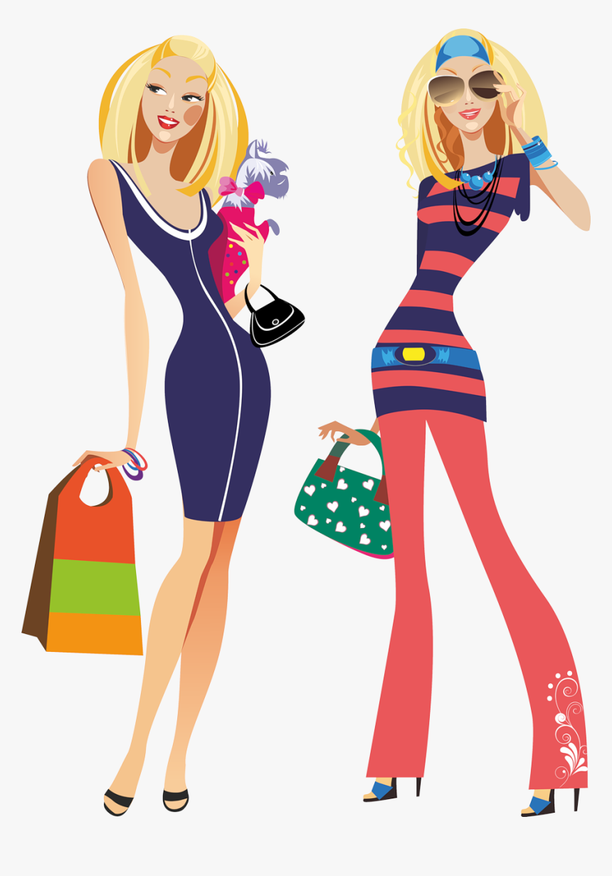 - Fashion Woman Clipart Png - Dibujos Chicas De Compras, Transparent Png