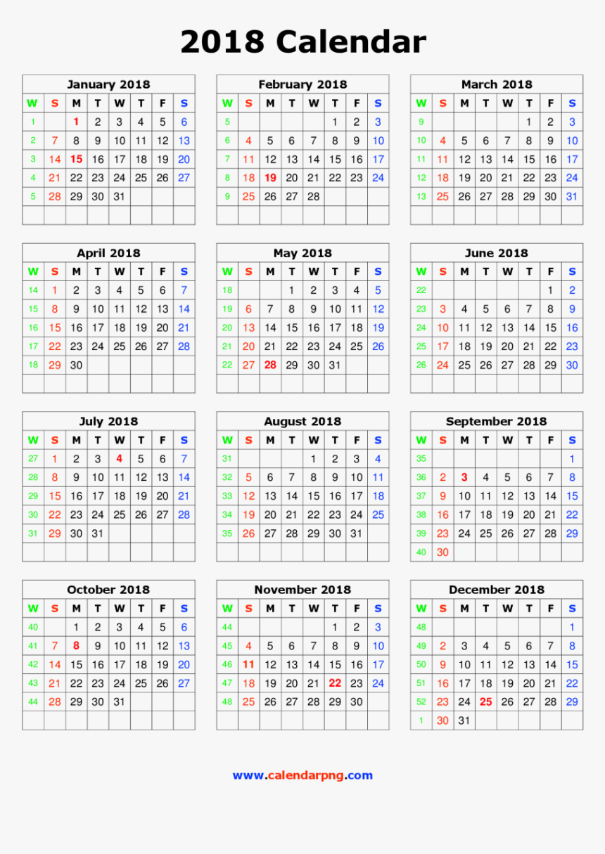 Download Calendar 2018 Png Hd For Designing Projects - Calendar 2018 Png Hd, Transparent Png