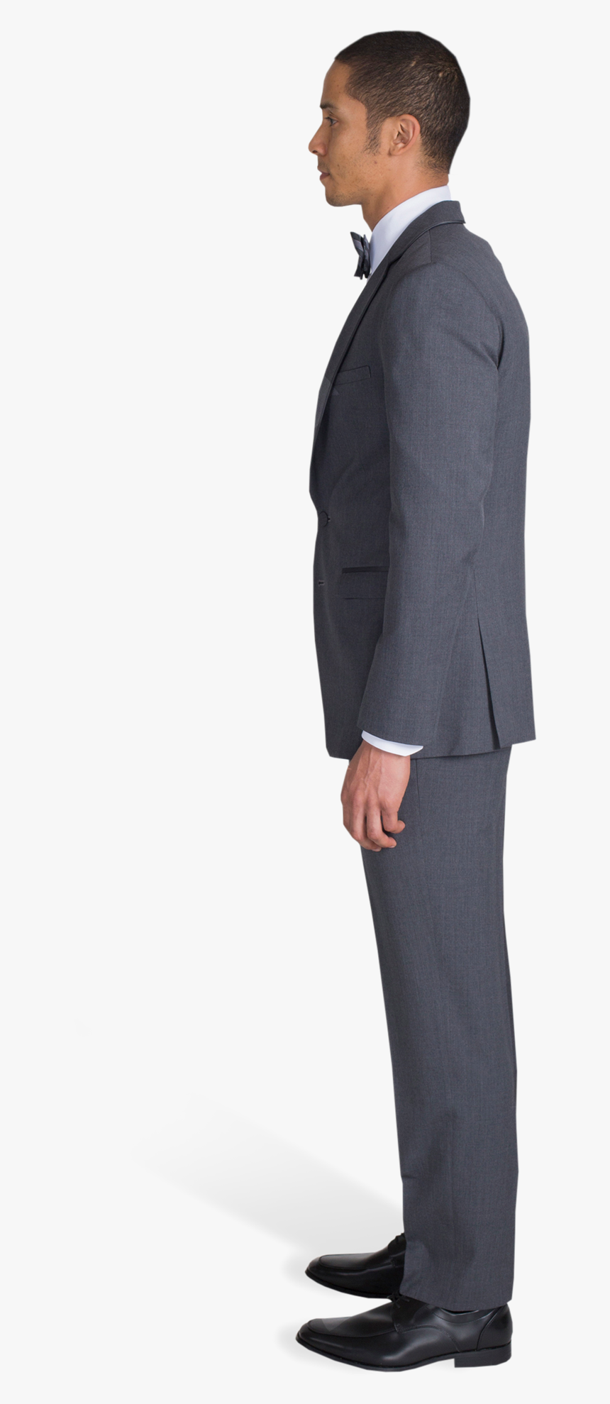 Charcoal Gray Notch Lapel Suit - Side View Of A Standing Person Png, Transparent Png