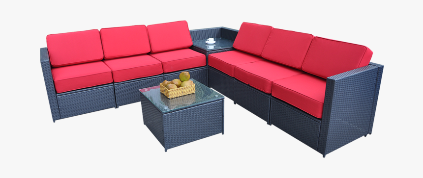 Mcombo Outdoor Patio Black Wicker Furniture Sectional - Coffee Table, HD Png Download