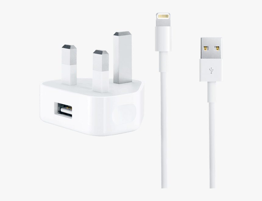 Genuine Apple Mains Charger & Lightning Cable Bundle - Iphone Lightning Cable Png, Transparent Png