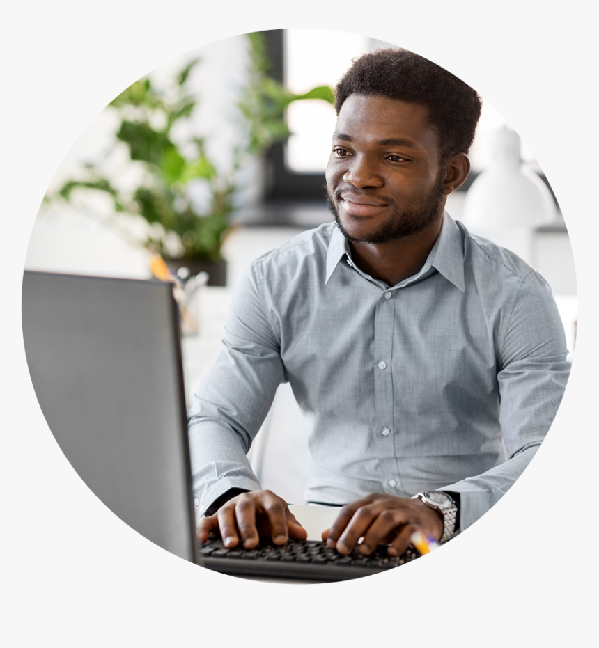 Business Man At Computer - Customer Care, HD Png Download