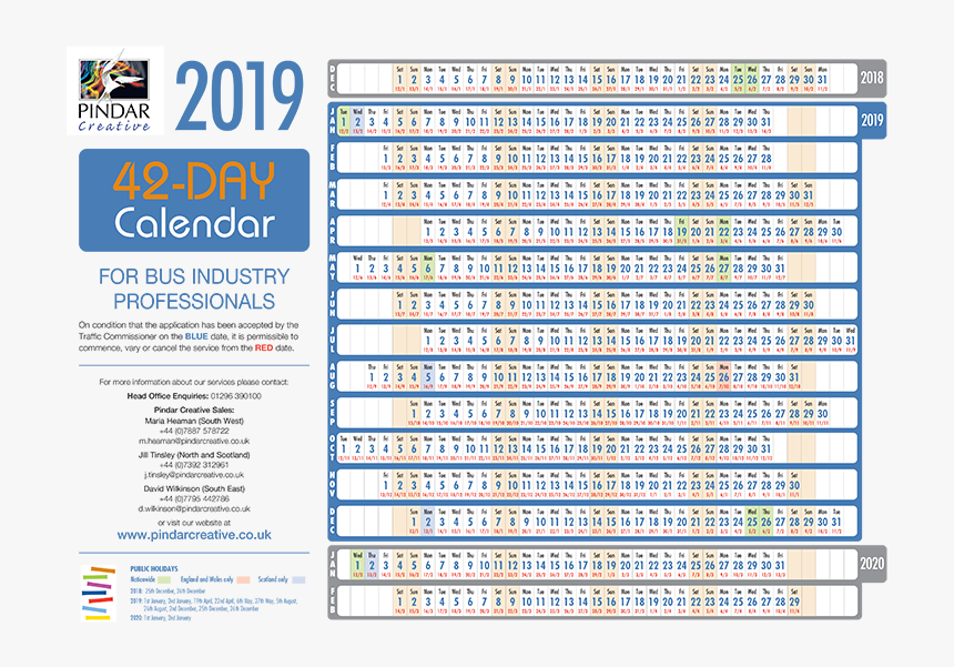 Download The 2019 42-day Calendar - 70 Day Calendar, HD Png Download