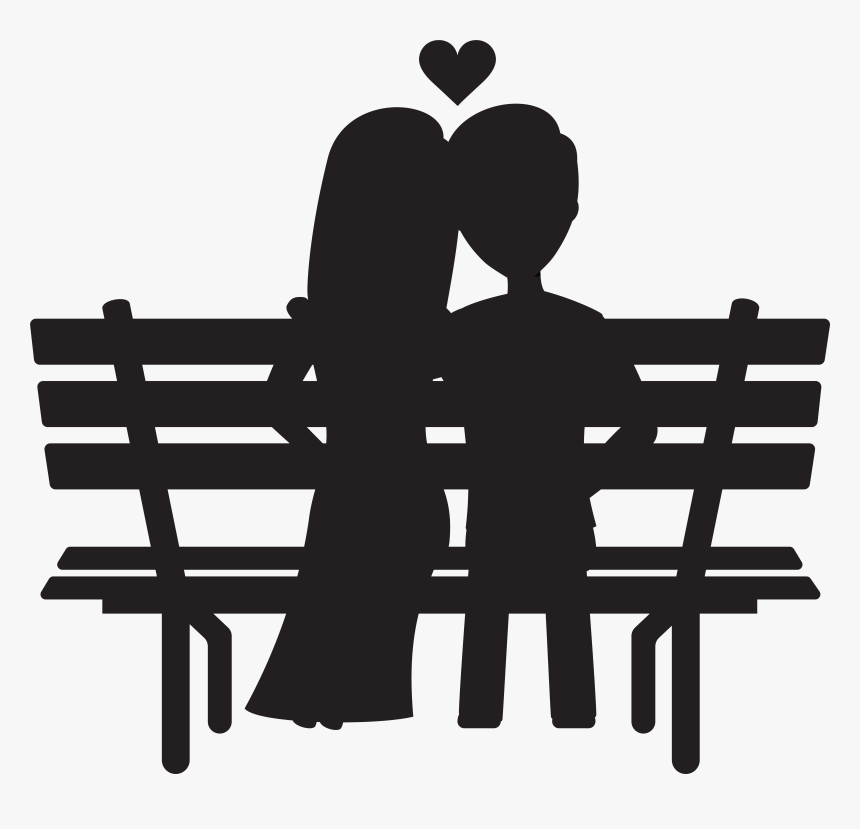 Couple On Bench Silhouettes Transparent Image Clipart, HD Png Download