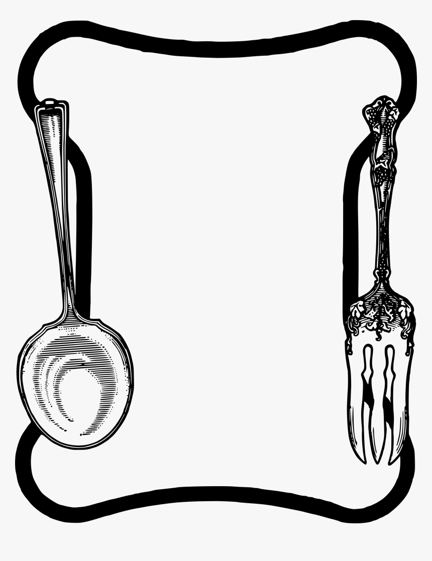 Spoon Fork Frame Clip Arts - Spoon And Fork Frame, HD Png Download